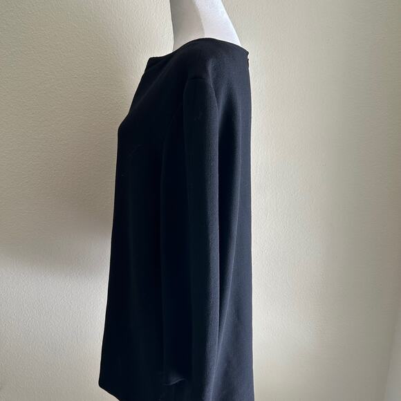 Vintage Oscar de la Renta Black Wool Tunic Shirt Sz 12 Classic Minimal Quiet Lux - Picture 3 of 9